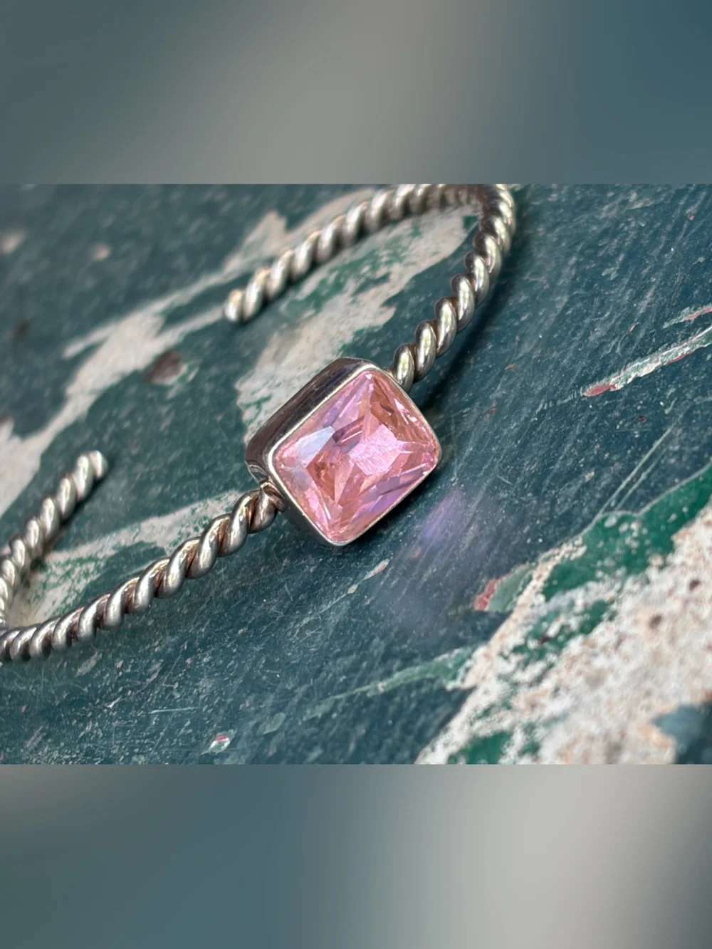 Artisan Charles Albert Sterling Silver Twisted Cable Cuff With PinkSapphire?